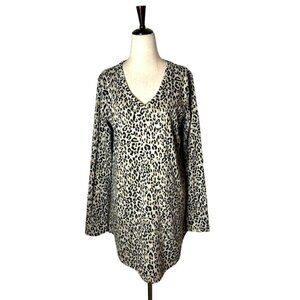 Tyler Boe‎ Brown And Black Leopard Print Chrissy V Neck Tunic Top Size M NWT